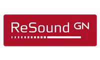 ReSound GN Logo auf rotem Hintergrund​​​​​​​​​​​​​​​​​​