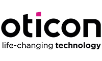 Logo von Oticon mit dem Slogan 
